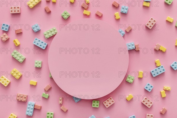 Flat lay candy blocks with copy space