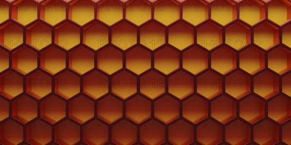 Red honeycomb or hexagon background us as header or backdrop, 3d rendering