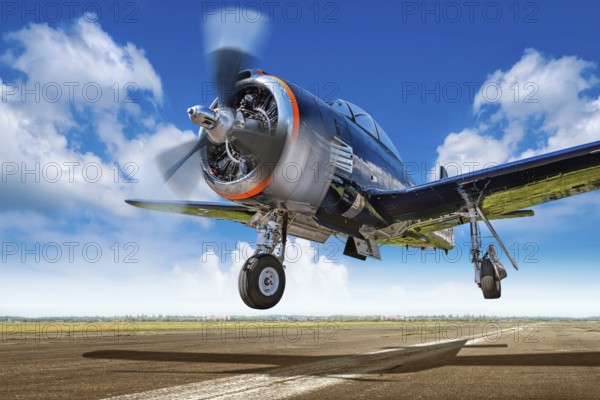 sports plane while take off
