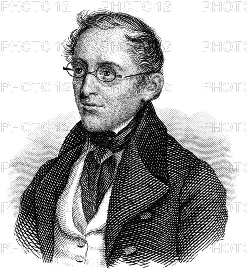 Portait of Eduard von Bauernfeld, 1802 - 1890, Austrian dramatist, Portrait von Eduard von Bauernfeld oder Rusticocampius Feld, 1802 - 1890, ein österreichischer Schriftsteller