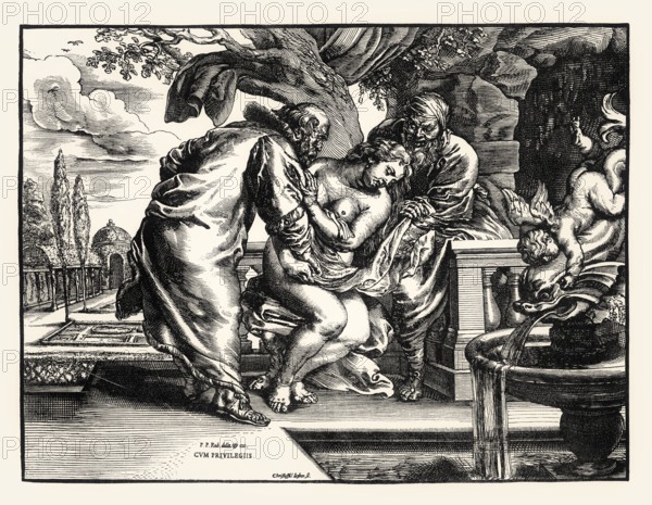 Susanna and the Elders, Christoffel Jegher after Rubens, 17th century, digitally restored