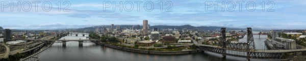 Aerial view of the city of Portland in the Pacific Northwest and the largest city in the U.S. state of Oregon