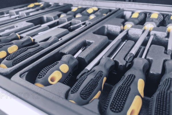 Set of Screwdrivers inside Toolbox, Screwdrivers Set