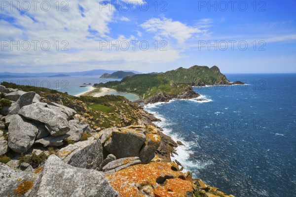 Alto do Principe high view point in Islas Cies islands of Vigo at Spain