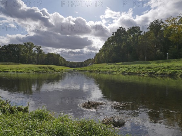 Confluence of the Luppe and Nahle rivers in the Leipzig floodplain forest