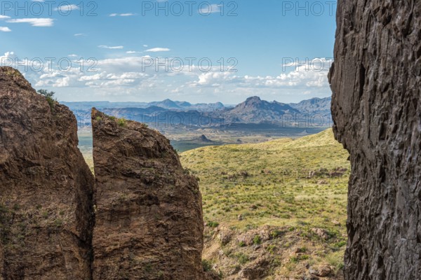 Scenic view from a gorge over the landscape of Big Bend NP, USA