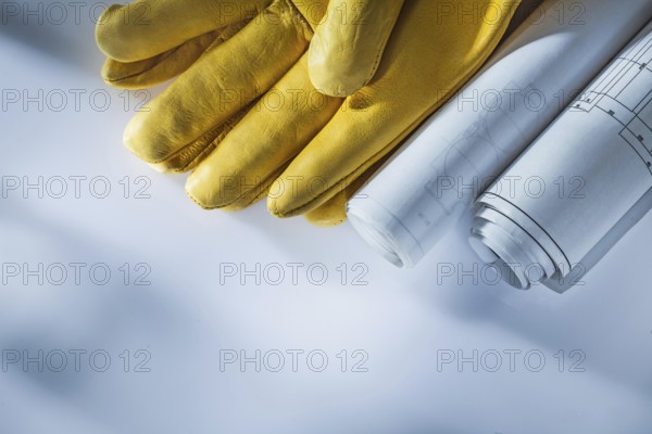 Blueprints leather safety gloves on white background
