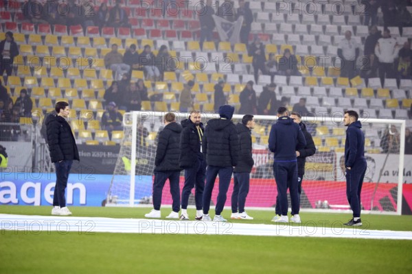 Bosnian players and staff inspecting the pitch in front of the UEFA Nations League match: Germany v Bosnia-Herzegovina, Freiburg, Germany / Germany