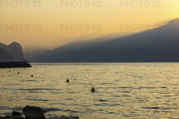 Beautiful morning at the Lake of Garda in Italy in Summer time
