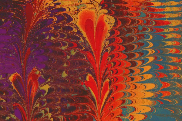 Abstract marbling floral pattern for fabric, tile design. background texture