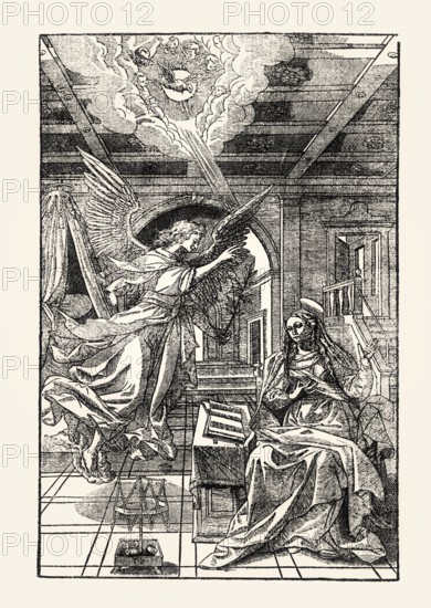 Annunciation to the Blessed Virgin Mary, by Théodore Belbrule, 16th century, digitally restored