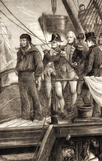 Nelson and the signal disregarding the order of his superior, Admiral Sir Hyde Parker, Battle of Copenhagen, April 2, 1801, From British Battles on Land and Sea by James Grant