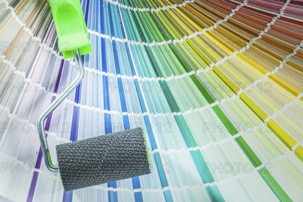 Set of paint roller color sampler on white background