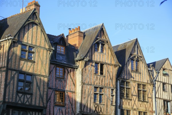 Half-timbered houses on Place Plumereau, Tours, Departement Indre-et-Loire, Region Centre Val de la Loire, France