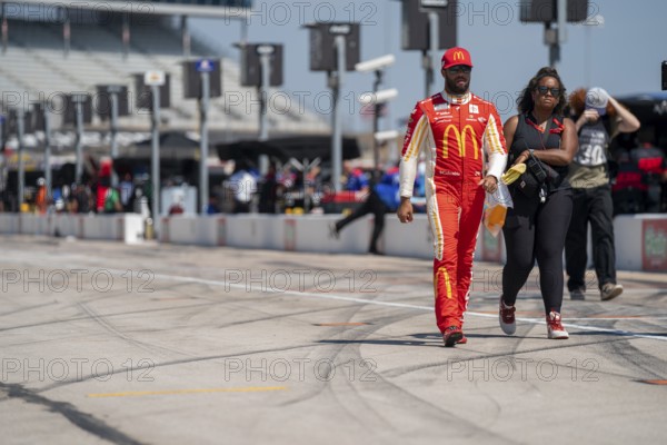 NASCAR Cup Series Driver Bubba Wallace (23) takes to the track to practice for the Autotrader EchoPark Automotive 400 at the Texas Motor Speedway in Fort Worth TX