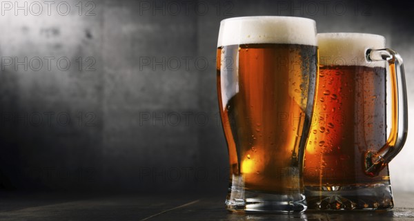 Composition with two glasses of beer