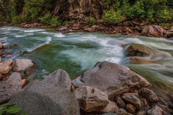The river Krimmler Ache in the Hohe Tauern National Park in Austria. The Krimmler Ache forms the Krimmler waterfalls