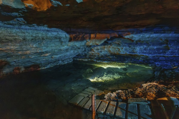 The iconic and popular Engelbrecht Cave system which is a sinkhole underneath Mt Gambier CBD in South Australia, Australia