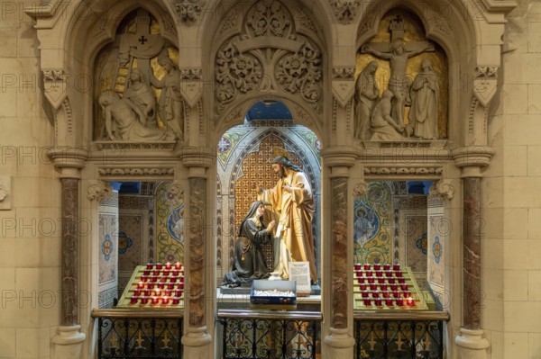 Cobh, Ireland, 15 August, 2022: close-up view of one of the side chapels inside the Cobh Cathedral
