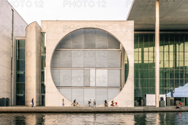 Berlin, Germany, July 28, 2019: Marie-Elisabeth-Luders-Haus building in Government District of Berlin at sunset in summer