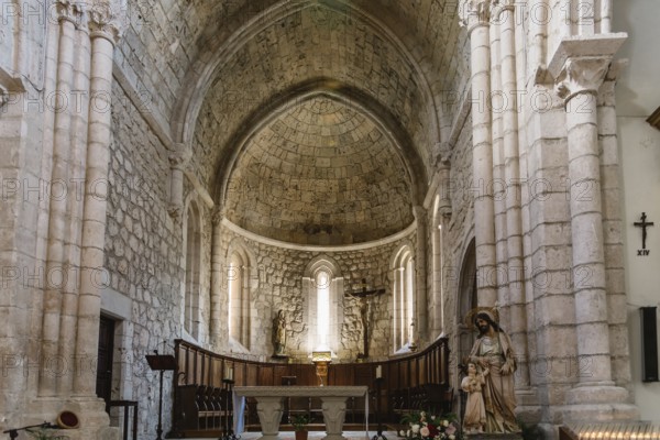 Brihuega, Spain, May 29, 2021: Interior view of the nave of the Church of Saint Philip