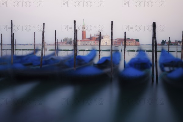 Gondolas on the waves. Venice, Italy