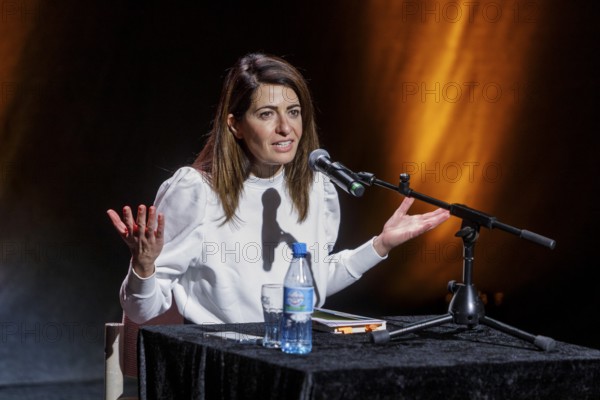Reading by Linda Zervakis from her book LANDGANG at the Savoy Theatre, Düsseldorf, North Rhine-Westphalia, Germany