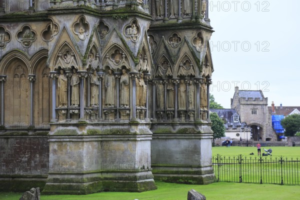 Statues at the Cathedral of St Andrew of Wells, Somerset, England, Great Britain