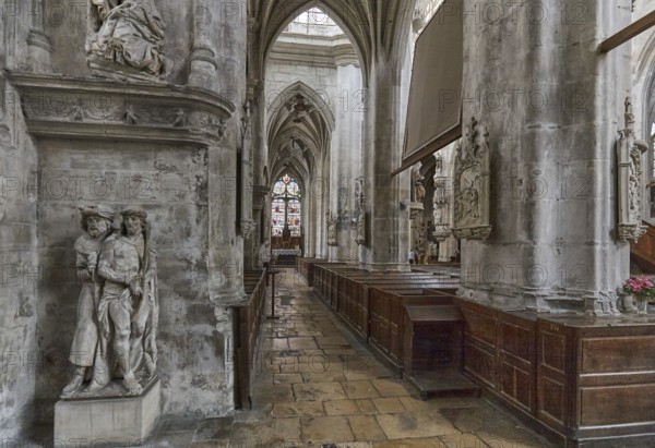 Interior with sculptures of the Cathédrale Saint-Pierre-et-Saint-Paul in Troyes Departemant Aube Region Grand Est France