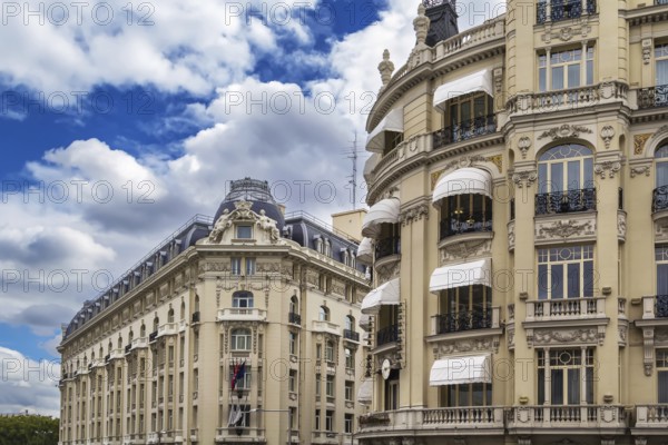 Street with historical building in Madrid, Spain