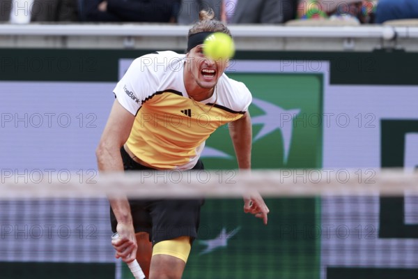 German player Alexander Zverev in action at the French Open, Roland Garros, Paris, France.