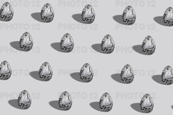 Silver Easter egg pattern made, Silver trendy style egg, Minimal Easter concept
