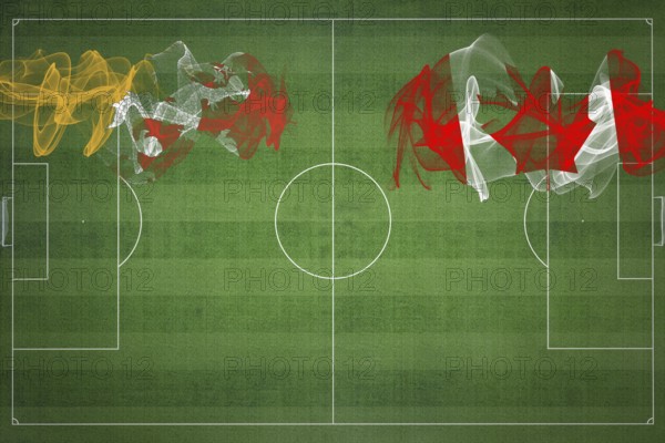 Bhutan vs Canada Soccer Match, national colors, national flags, soccer field, football game, Competition concept, Copy space