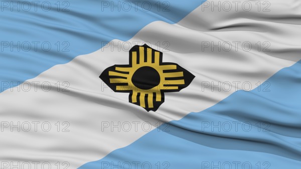 Closeup Madison Flag, Capital of Wisconsin State, Flying in the Wind