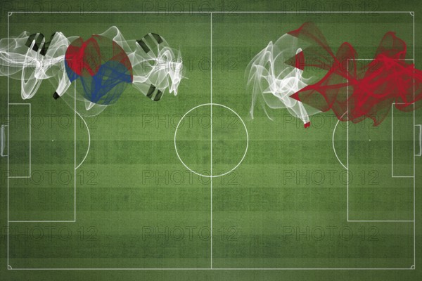 South Korea vs Bahrain Soccer Match, national colors, national flags, soccer field, football game, Competition concept, Copy space