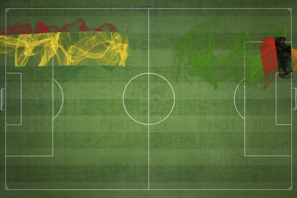Bolivia vs Zambia Soccer Match, national colors, national flags, soccer field, football game, Competition concept, Copy space
