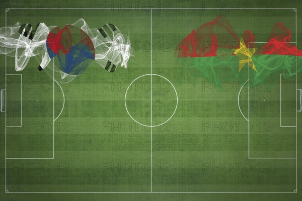 South Korea vs Burkina Faso Soccer Match, national colors, national flags, soccer field, football game, Competition concept, Copy space