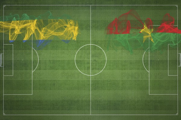 Gabon vs Burkina Faso Soccer Match, national colors, national flags, soccer field, football game, Competition concept, Copy space