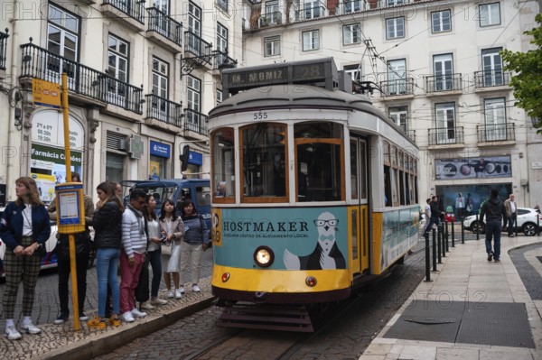 10.06.2018, Lisbon, Portugal, Europe, A tram in the historic Bairro Alto district of the Portuguese capital
