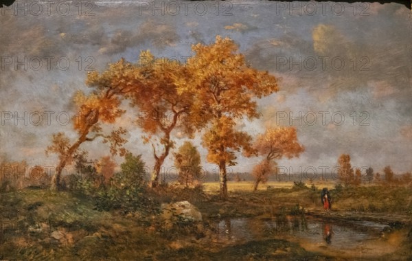Paisaje de otoño, Rousseau, francia 1848-1850, oleo sobre madera, Fundación Calouste Gulbenkian, («Fundação Calouste Gulbenkian»), Lisboa, Portugal