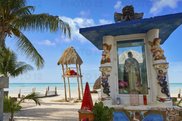 Holbox Island virgin statue in Quintana Roo of Mexico