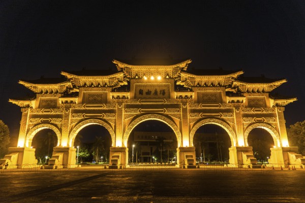 Of Chiang Kai-shek Memorial Hall, Freedom Square, night view (Taipei, Taiwan). Shooting Location: Taiwan, Taipei