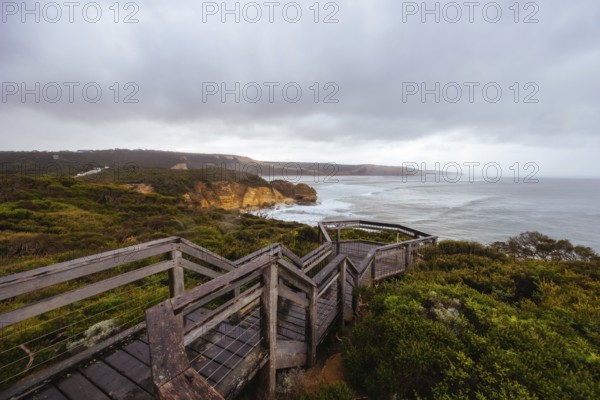 Point Addis Beach and ocean on a stormy cool autumn day near Torquay, Victoria, Australia