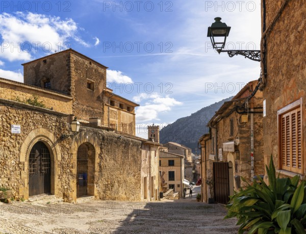 Pollenca, Spain, 30 January, 2024: view of the historic mountain town of Pollenca in northern Mallorca