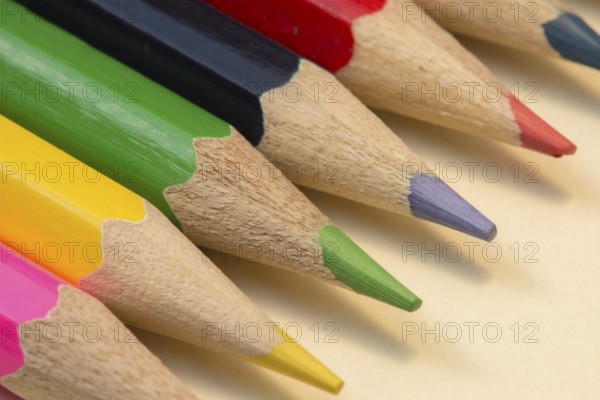 Abstract composition of a set wooden colour pencils