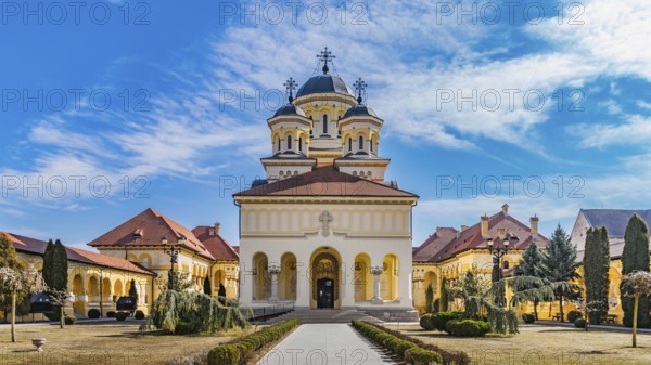 Beautiful view to the Coronation Reunification Cathedral in Alba Iulia city, Romania