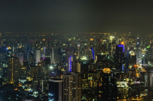 BAGKOK, THAILAND, NOVEMBER 21: Bangkok top night view on the business disctrict from Baiyoke Sky Hotel at November 21, 2016 in Bangkok, Thailand