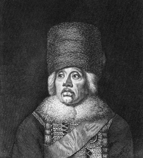 Hans Joachim von Zieten (1699-1786) on engraving from 1859. Cavalry general in the Prussian Army. Engraved by unknown artist and published in Meyers Konversations-Lexikon, Germany, 1859