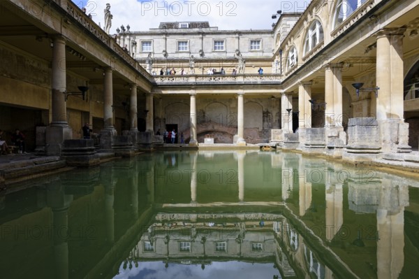Reflection, Great Bath, The Roman Baths, Bath, England, Great Britain