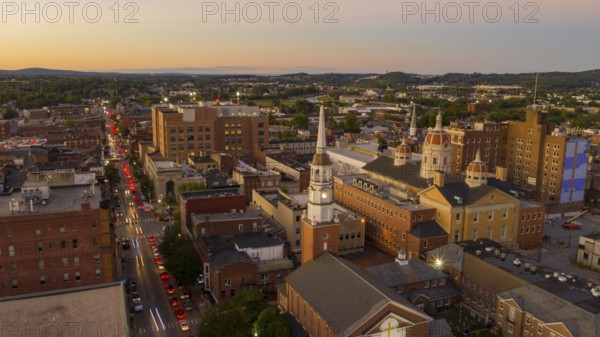 Traffic is backed up at the stop lights on main streets in York PA USA